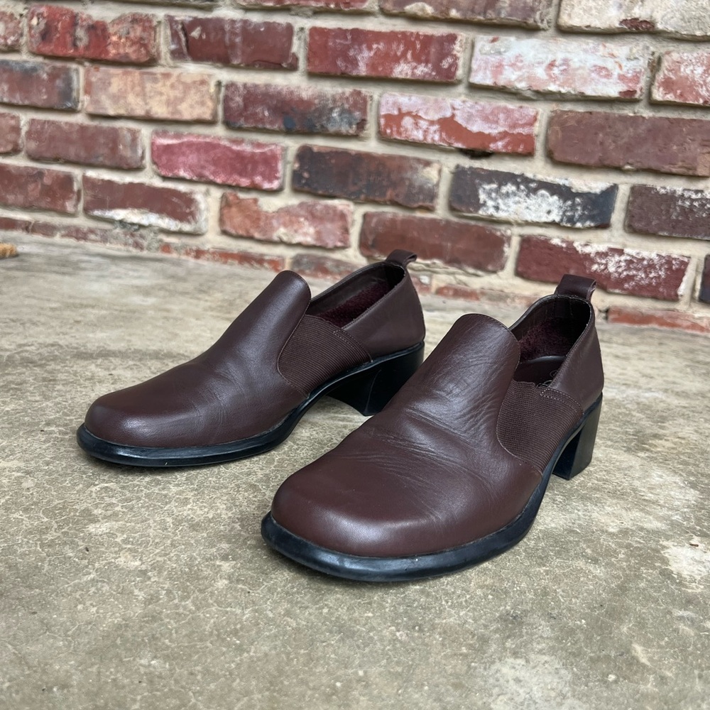 Women’s Brown Slip-On Leather Loafers with Low Heel